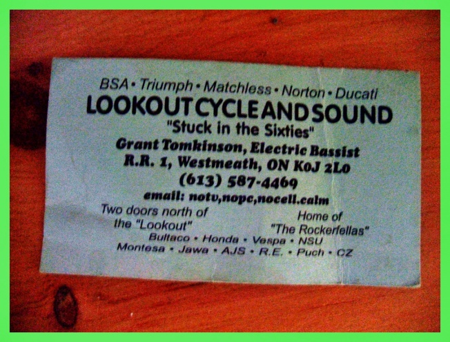 Grant Tomkinson, Lookout Cycle and Sound (business card)
